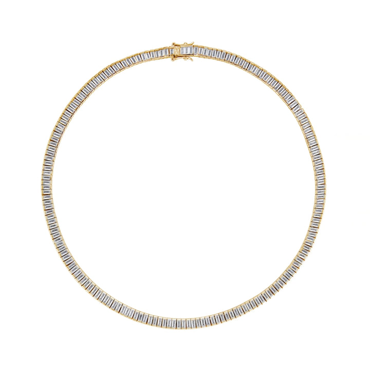 AETHER BAGUETTE TENNIS NECKLACE - Yellow & White Gold — White Gold / Yellow Gold, Diamond