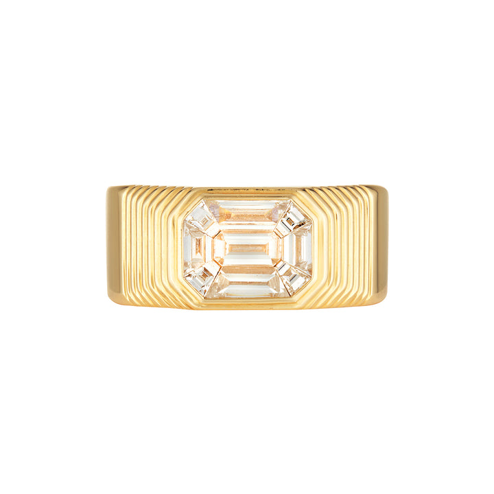 HALO RING — White Gold / Yellow Gold, Diamond / Emerald