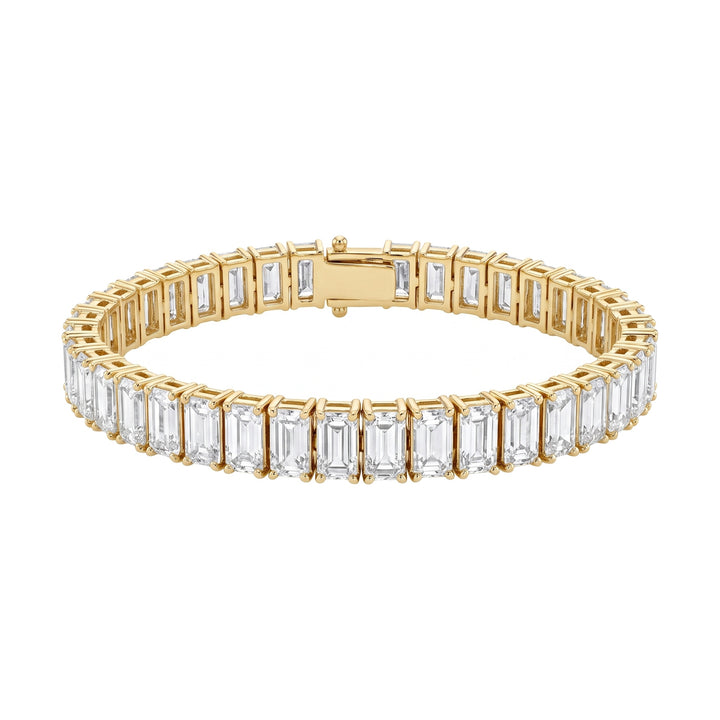 Riviera Tennis Bracelet in yellow gold with emerald cut lab grown diamonds - White November