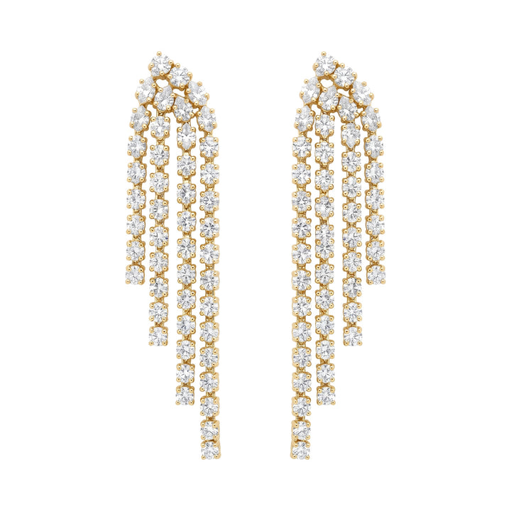 Vivienne Waterfall Earrings in yellow gold with lab grown diamonds - White November