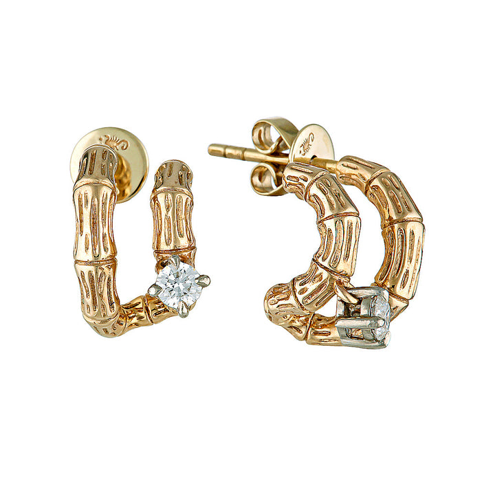 BAMBU HOOPS - Yellow & White Gold — White Gold / Yellow Gold, Diamond