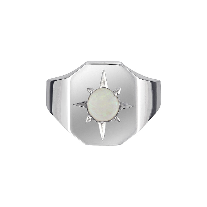 ROSE SIGNET RING - Silver — Sterling Silver, Opal