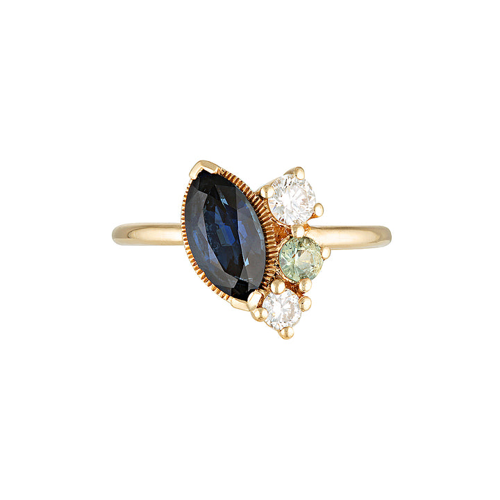 MEEKA RING — Yellow Gold, Diamond / Sapphire