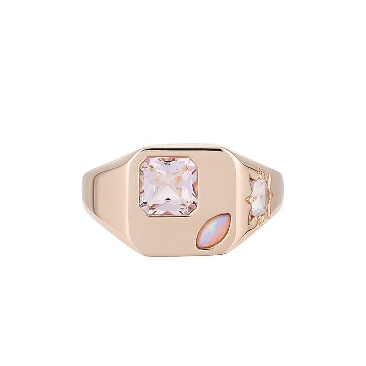 BB SIGNET RING x YES QUEEN — Rose Gold / Sterling Silver, Opal / Morganite / Quartz