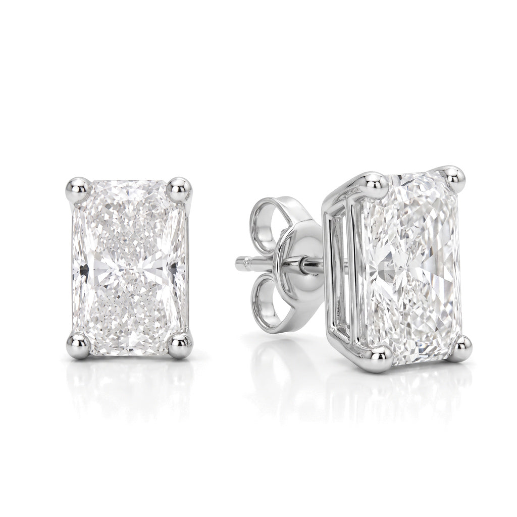 Vesper Studs 2ct total, 1.00ct radiant cut lab grown diamonds, 18k white gold - White November