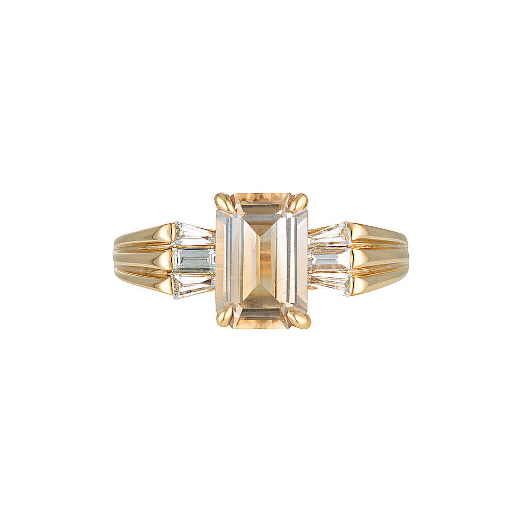 TRINITY ENGAGEMENT RING — White Gold / Yellow Gold, Diamond / Zircon