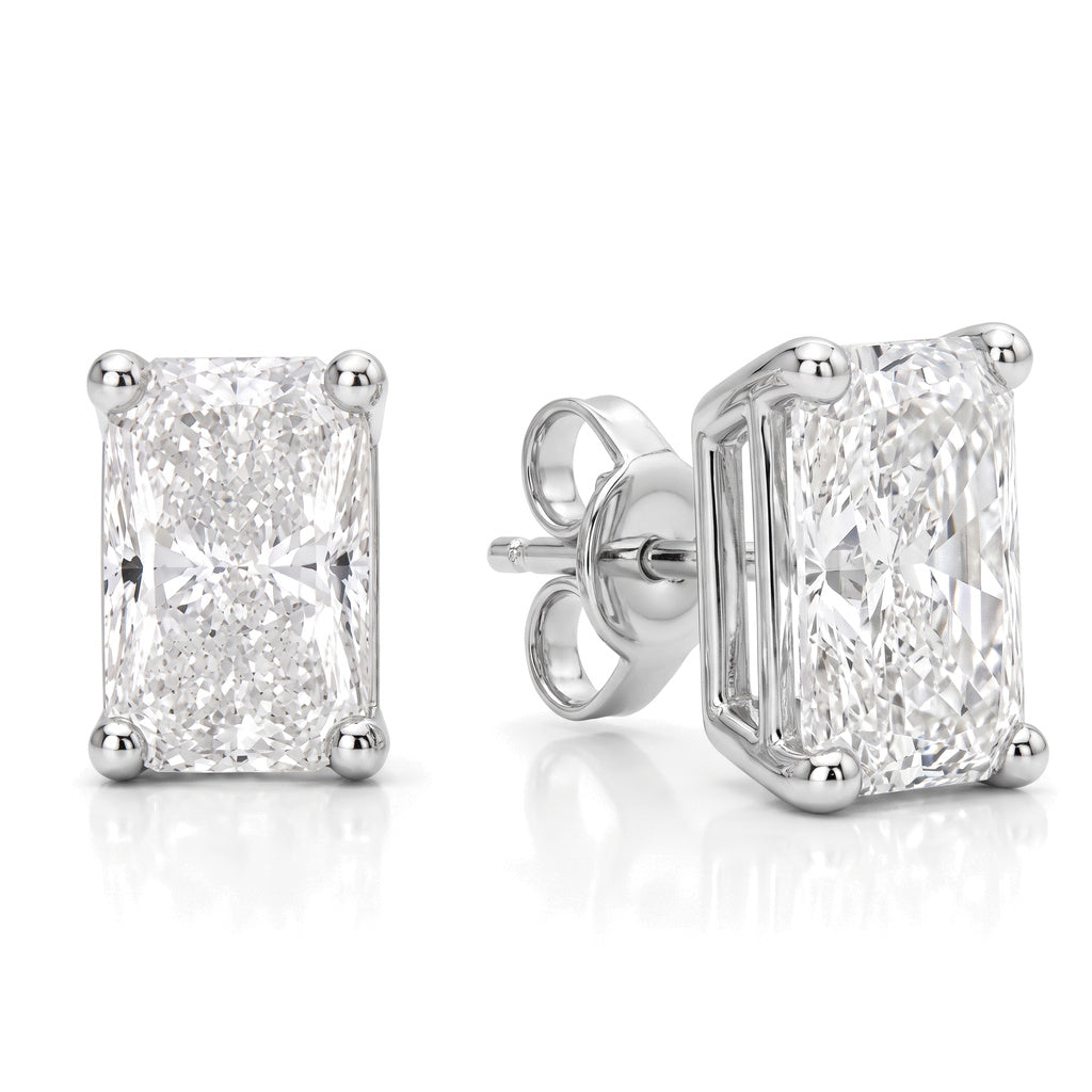 Vesper Studs 3ct total, 1.50ct radiant cut lab grown diamonds, 18k white gold - White November