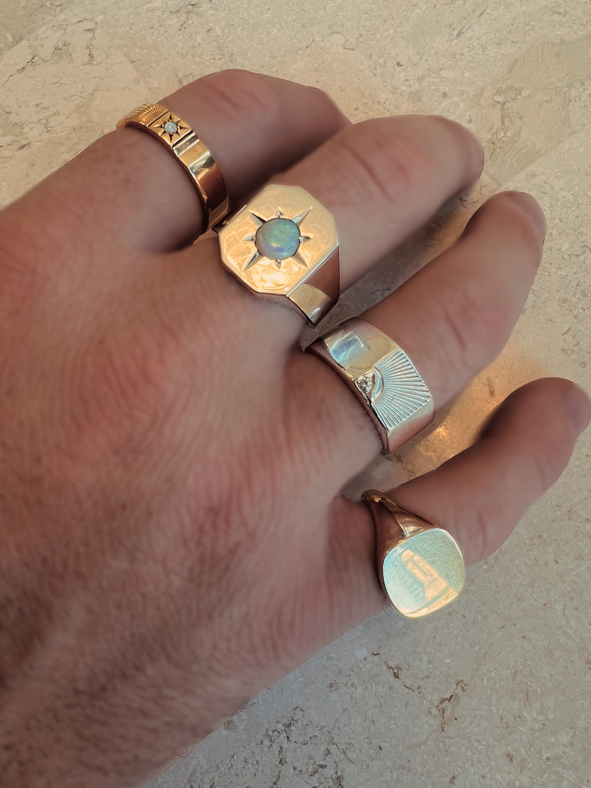 GALLAGHER SIGNET RING - Yellow & White Gold — White Gold / Yellow Gold