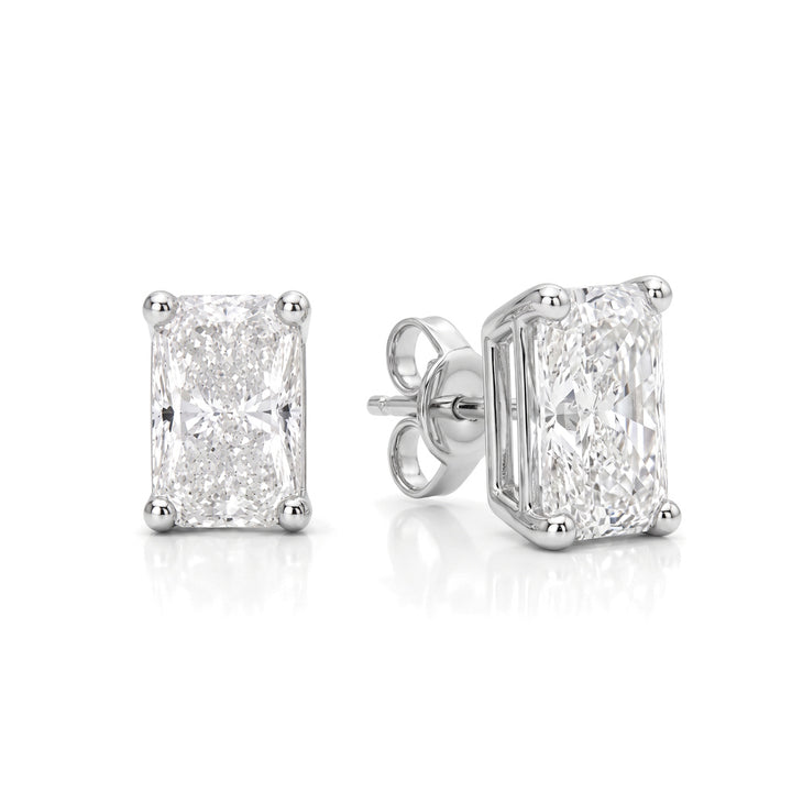 Vesper Studs, radiant cut white lab grown diamonds, 18k white gold - White November