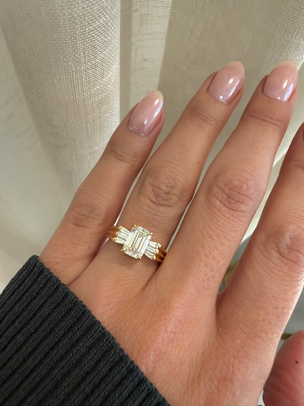 TRINITY ENGAGEMENT RING — White Gold / Yellow Gold, Diamond / Zircon