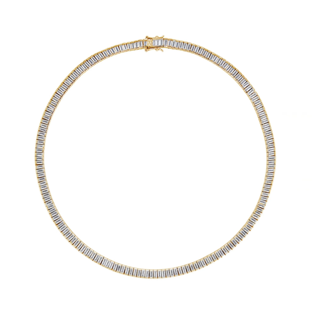 AETHER BAGUETTE TENNIS NECKLACE - Yellow & White Gold — White Gold / Yellow Gold, Diamond