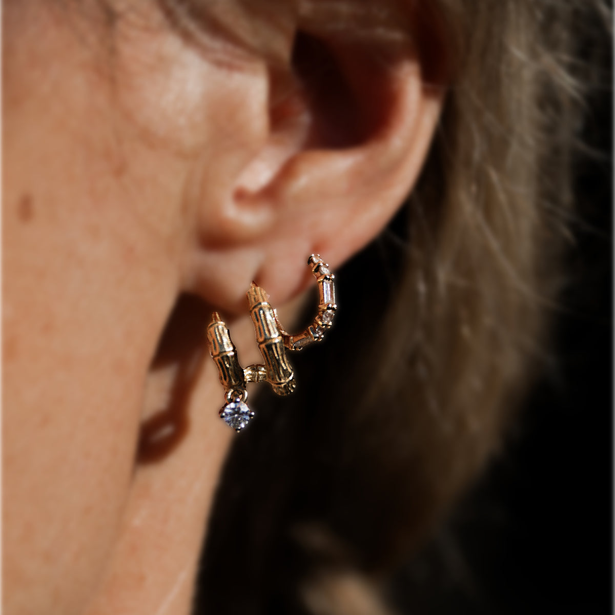 BAMBU HOOPS - Silver — Sterling Silver, Sapphire