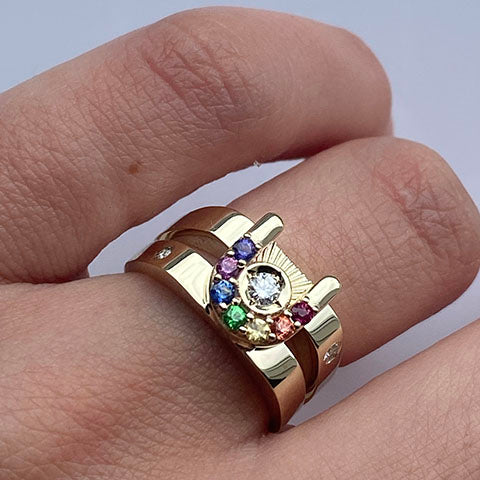 Rainbow Ziggy Open Signet Ring
