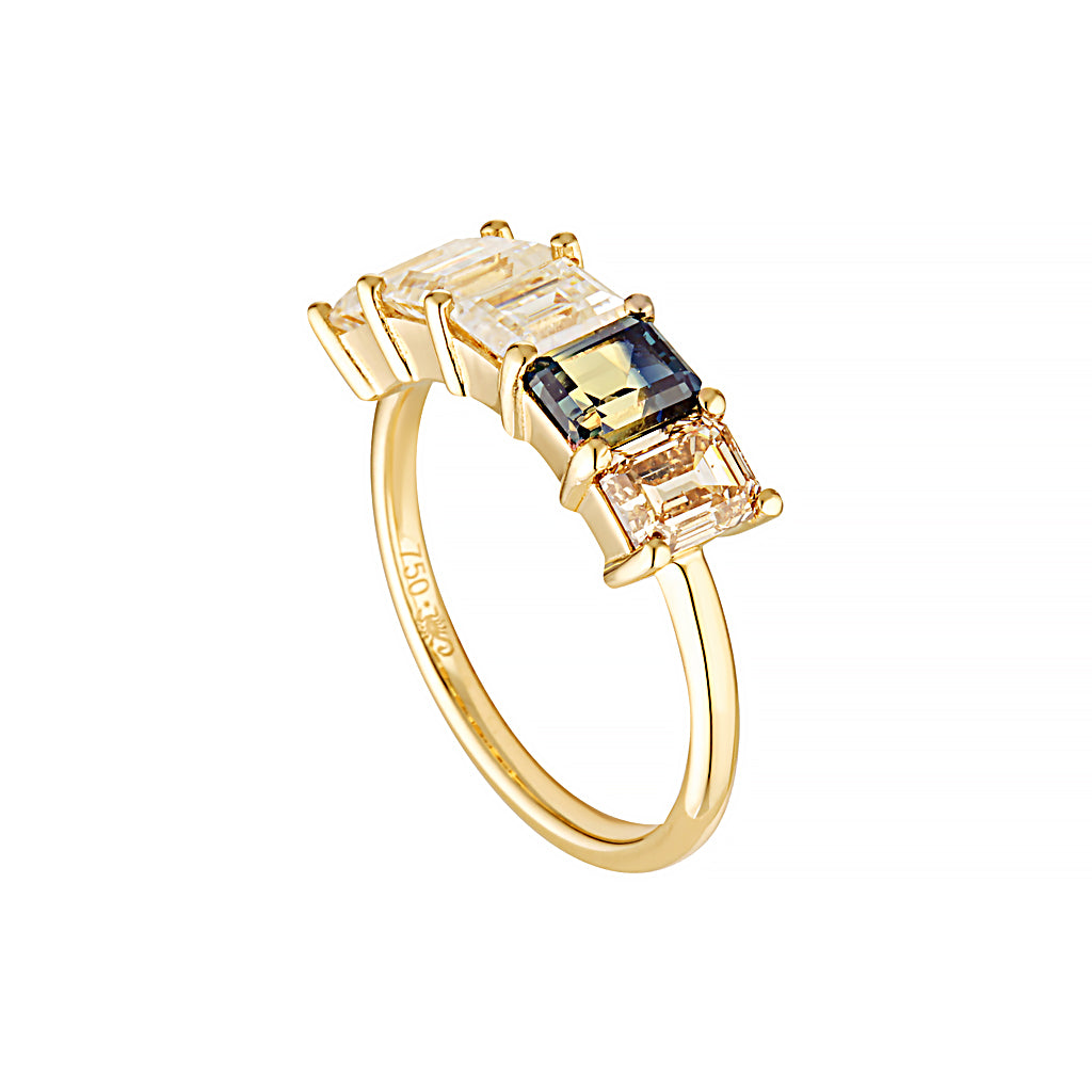 EMERALD CITY RING — Yellow Gold, Diamond / Sapphire / Emerald