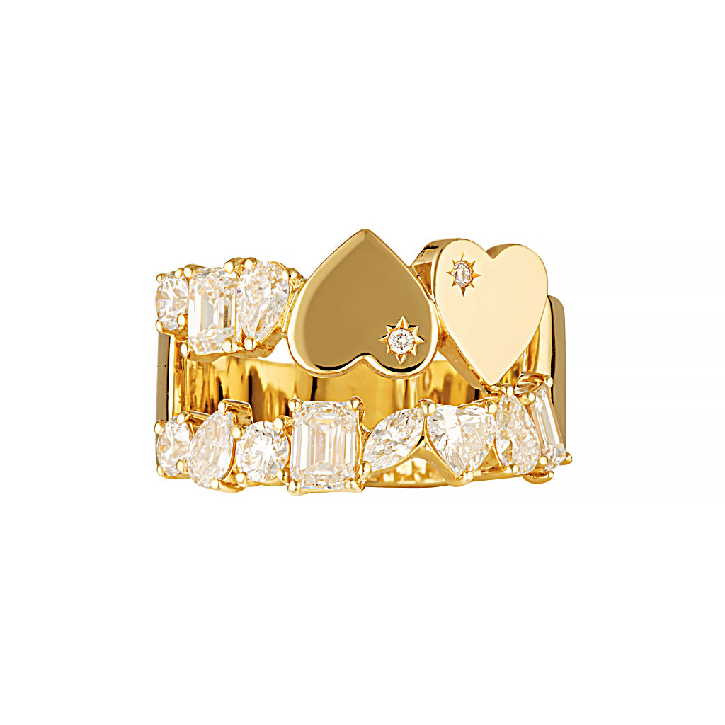 MAZELLE RING — White Gold / Yellow Gold / Sterling Silver, Diamond / Moissanite