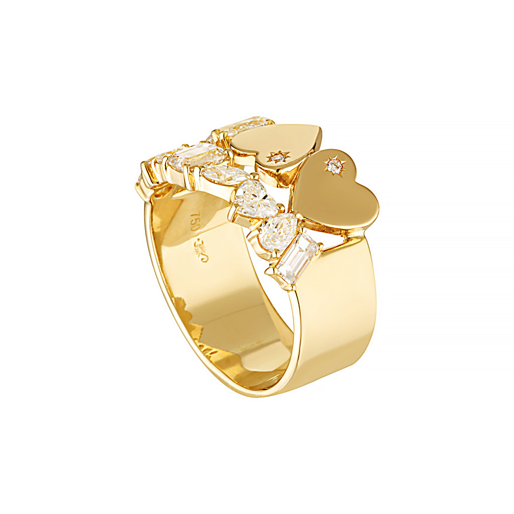 MAZELLE RING — White Gold / Yellow Gold / Sterling Silver, Diamond / Moissanite