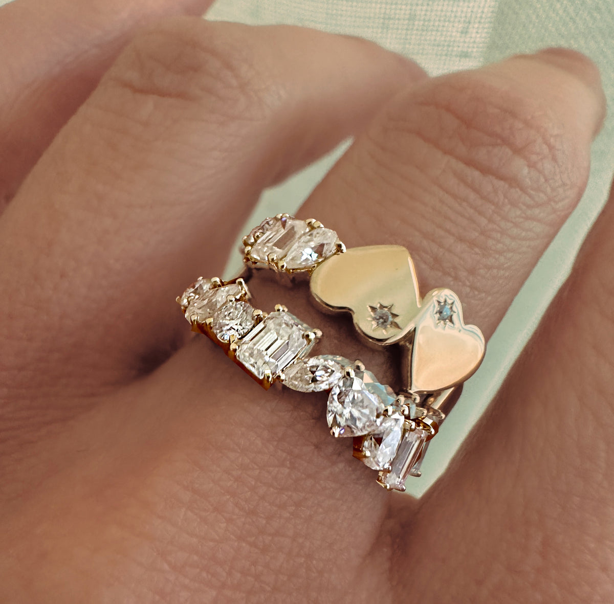 MAZELLE RING — White Gold / Yellow Gold / Sterling Silver, Diamond / Moissanite