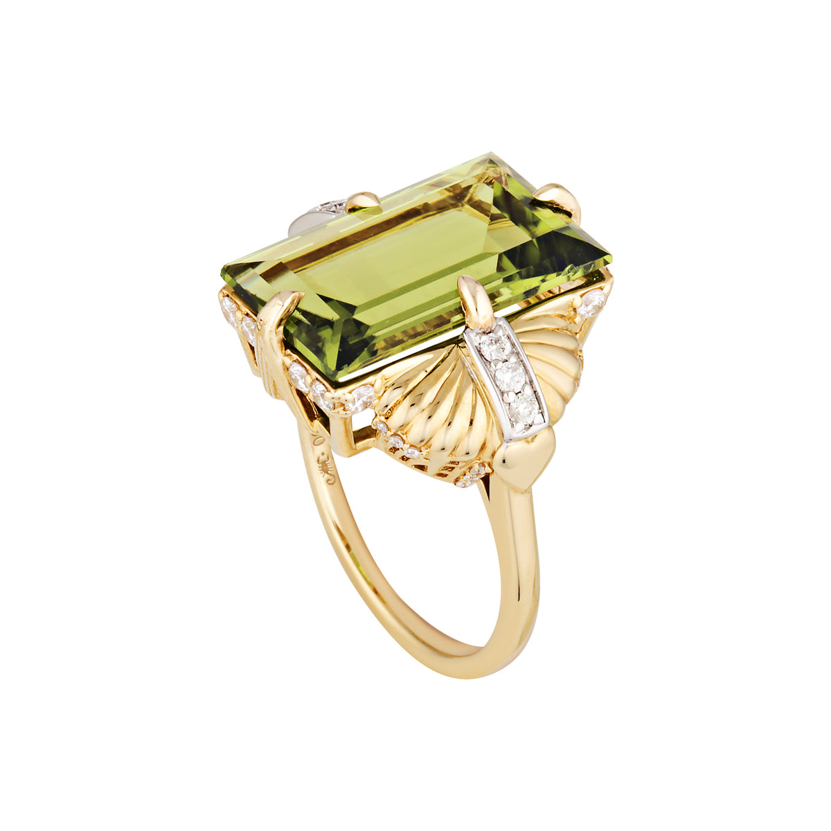 HEARTS OF GOLD RING PERIDOT — White Gold / Gold Plated / Sterling Silver