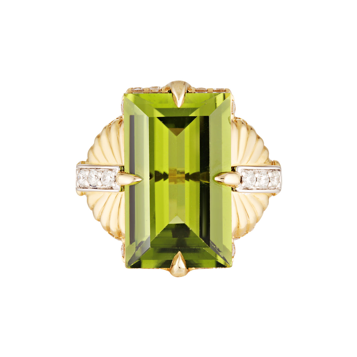 HEARTS OF GOLD RING PERIDOT — White Gold / Gold Plated / Sterling Silver