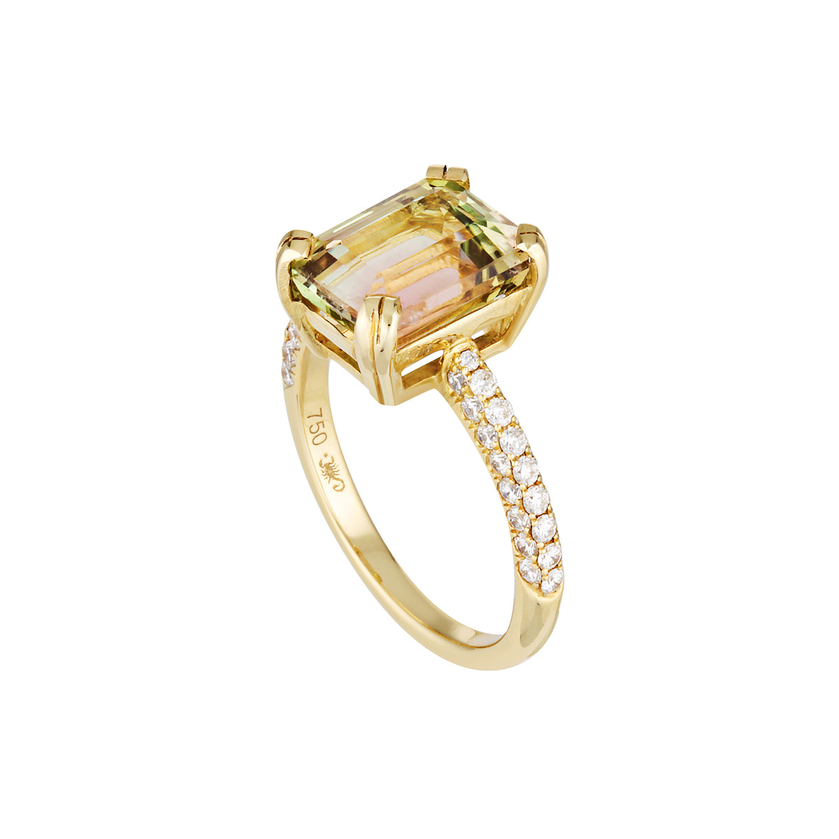 WATERMELON TOURMALINE STELLA RING — Yellow Gold, Diamond / Sapphire / Tourmaline