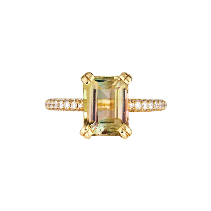 WATERMELON TOURMALINE STELLA RING — Yellow Gold, Diamond / Sapphire / Tourmaline