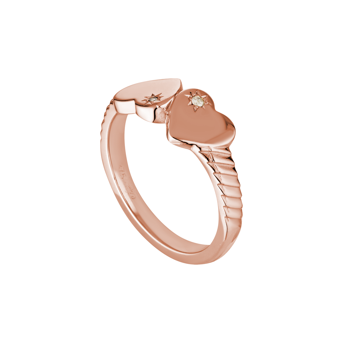 YOUNG HEARTS SIGNET RING — Rose Gold / White Gold / Yellow Gold / Sterling Silver, Diamond / Sapphire