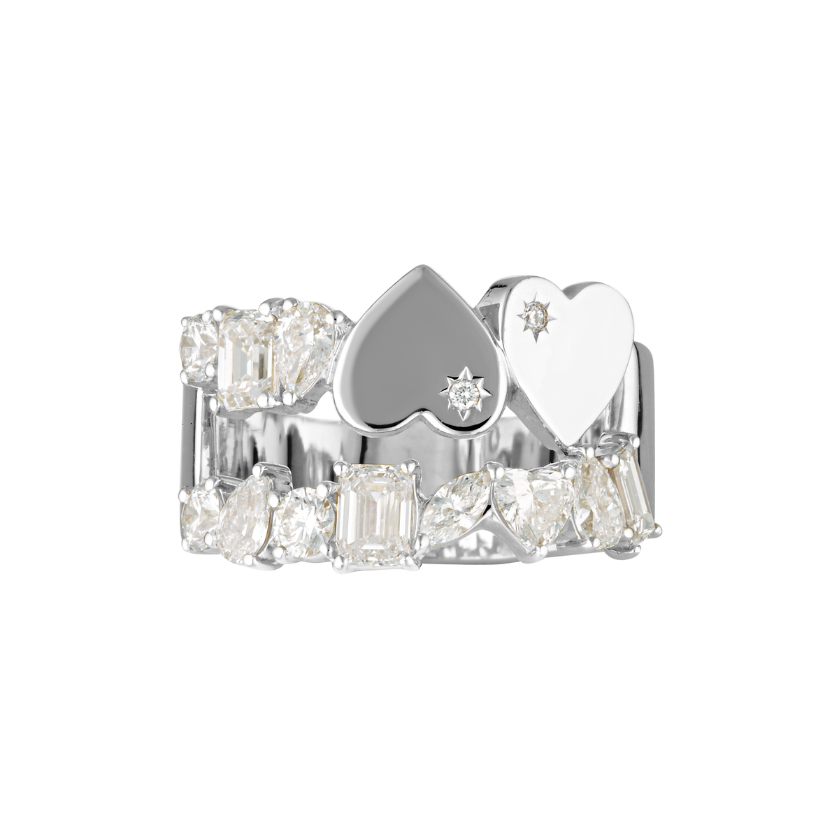 MAZELLE RING — White Gold / Yellow Gold / Sterling Silver, Diamond / Moissanite