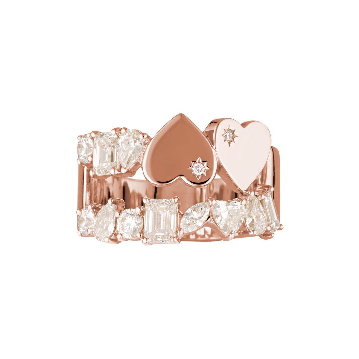 MAZELLE RING — White Gold / Yellow Gold / Sterling Silver, Diamond / Moissanite