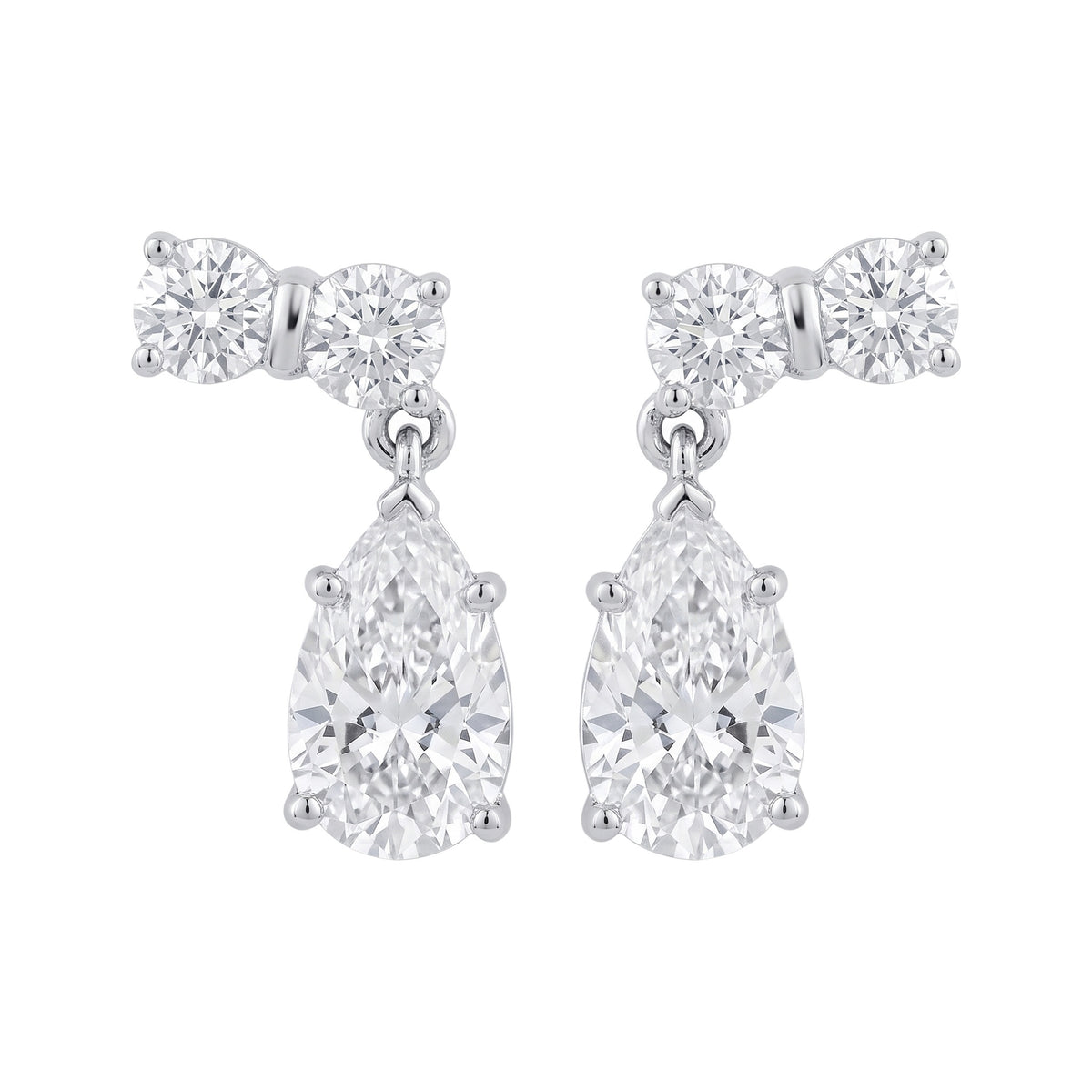Delphine Drop Earrings in white gold with pear and round lab grown diamonds - White November