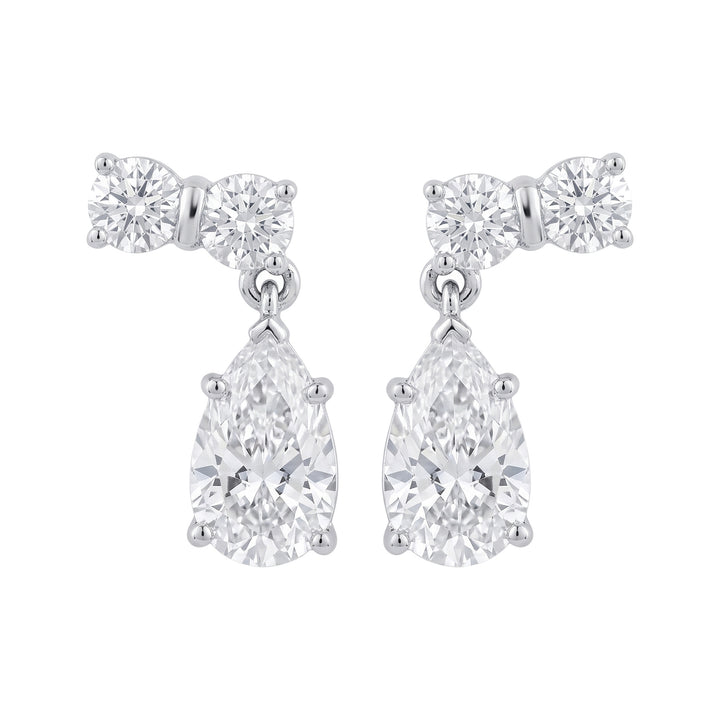 Delphine Drop Earrings in white gold with pear and round lab grown diamonds - White November