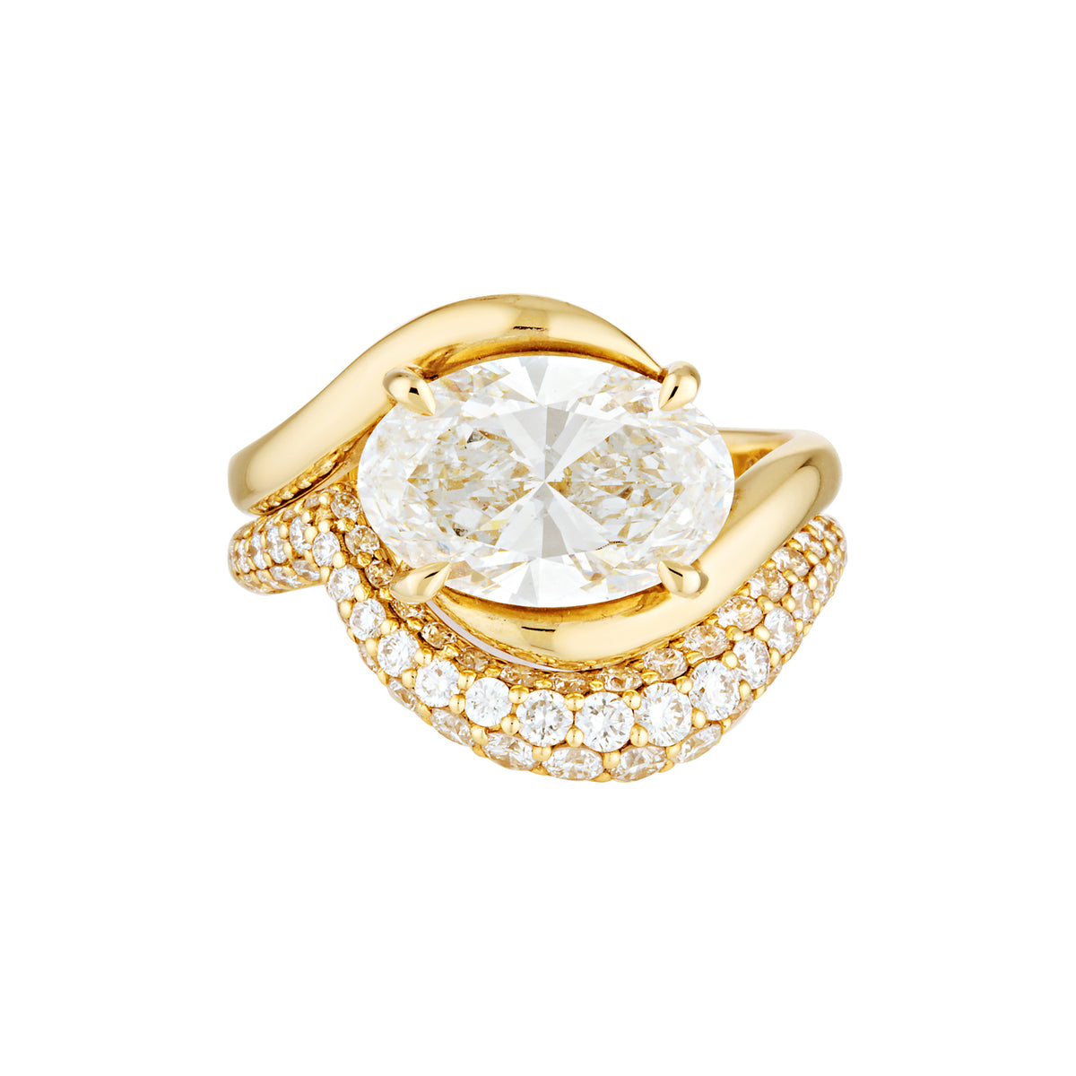 FLOW BAND — White Gold / Yellow Gold, Diamond