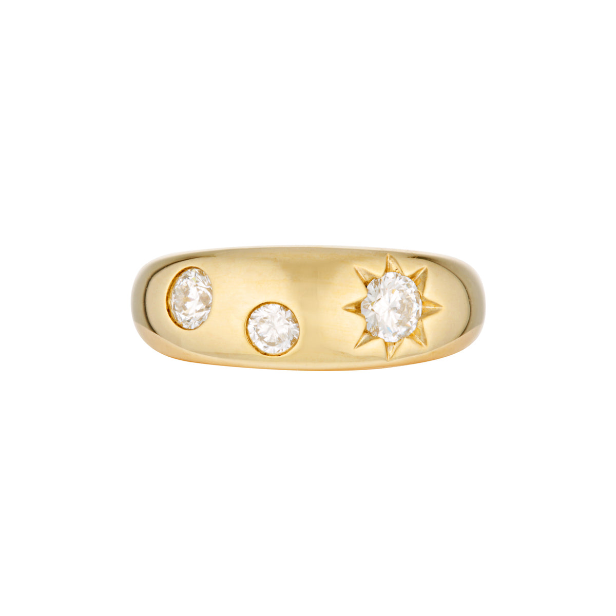 STARFALL RING — White Gold / Yellow Gold, Diamond / Emerald