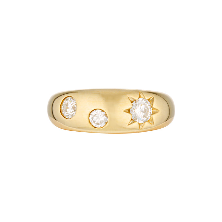 STARFALL RING — White Gold / Yellow Gold, Diamond / Emerald