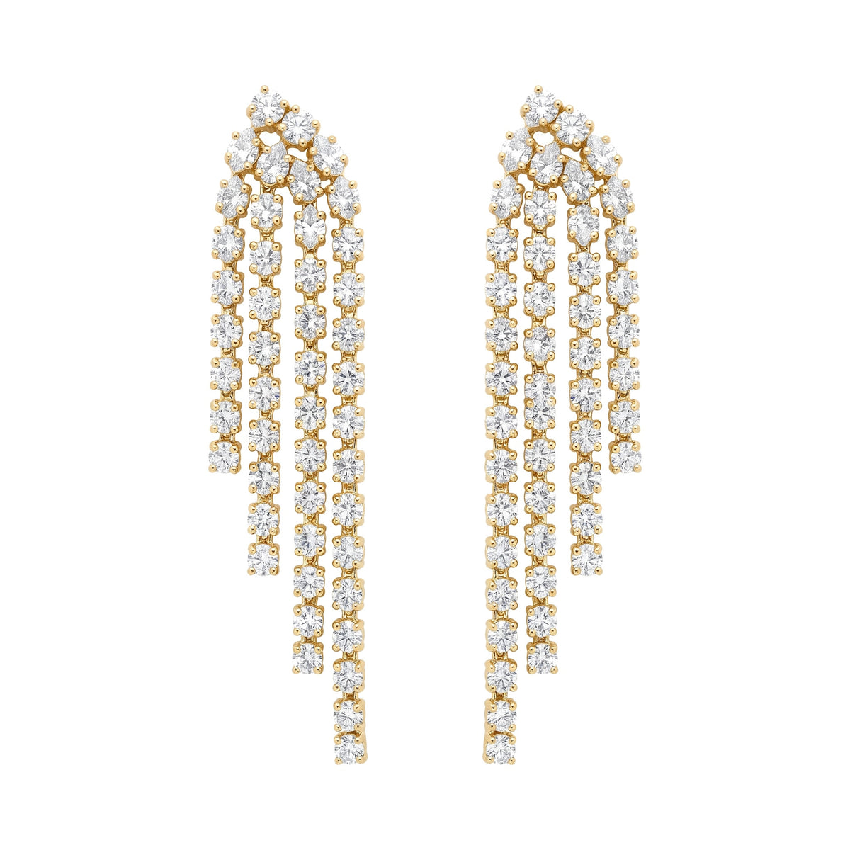 Vivienne Waterfall Earrings in yellow gold with lab grown diamonds - White November