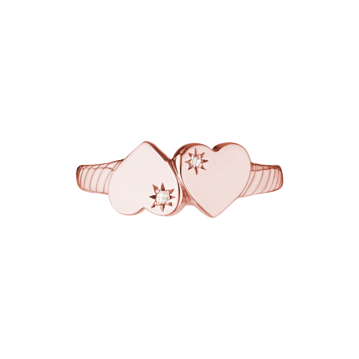 YOUNG HEARTS SIGNET RING — Rose Gold / White Gold / Yellow Gold / Sterling Silver, Diamond / Sapphire