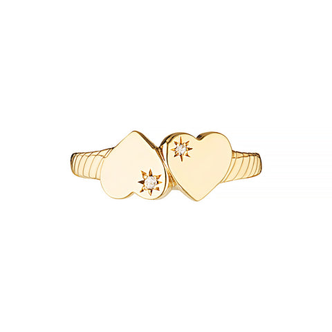 ROSE SIGNET RING - Yellow and White Gold