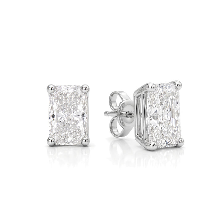 Vesper Studs 1ct total, 0.50ct radiant cut lab grown diamonds, 18k white gold - White November