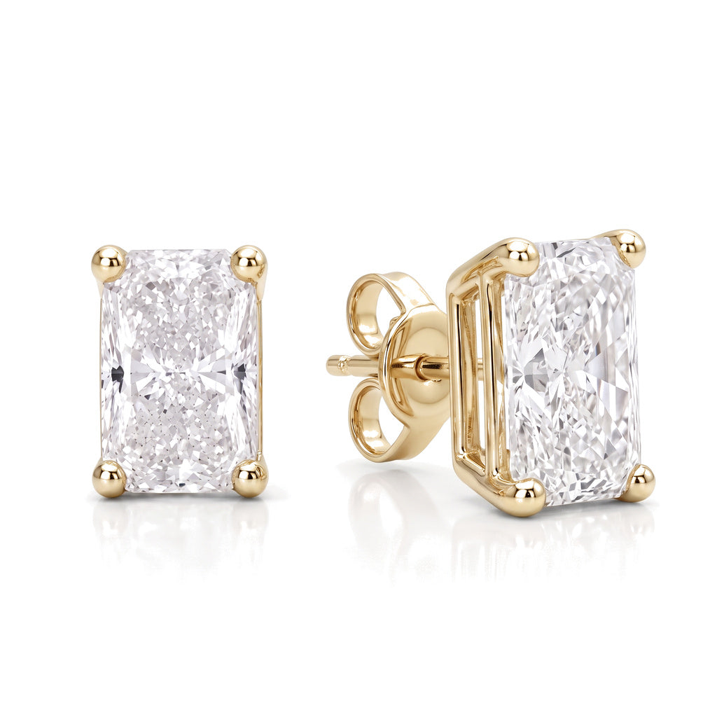Vesper Studs 2ct total, radiant cut lab grown diamonds, 18k yellow gold - White November