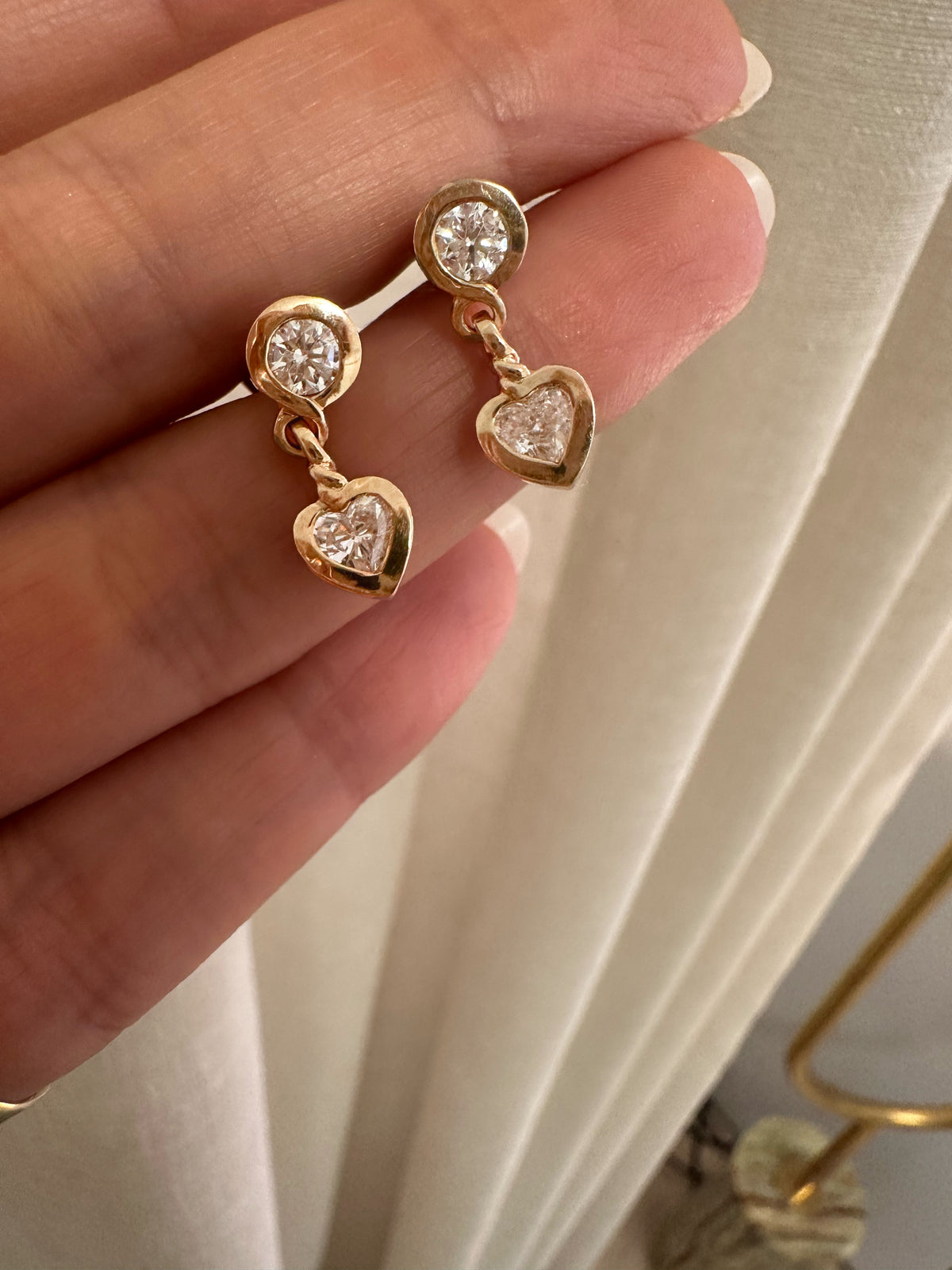 JULIET DROP EARRINGS — White Gold / Yellow Gold / Sterling Silver, Diamond / Moissanite