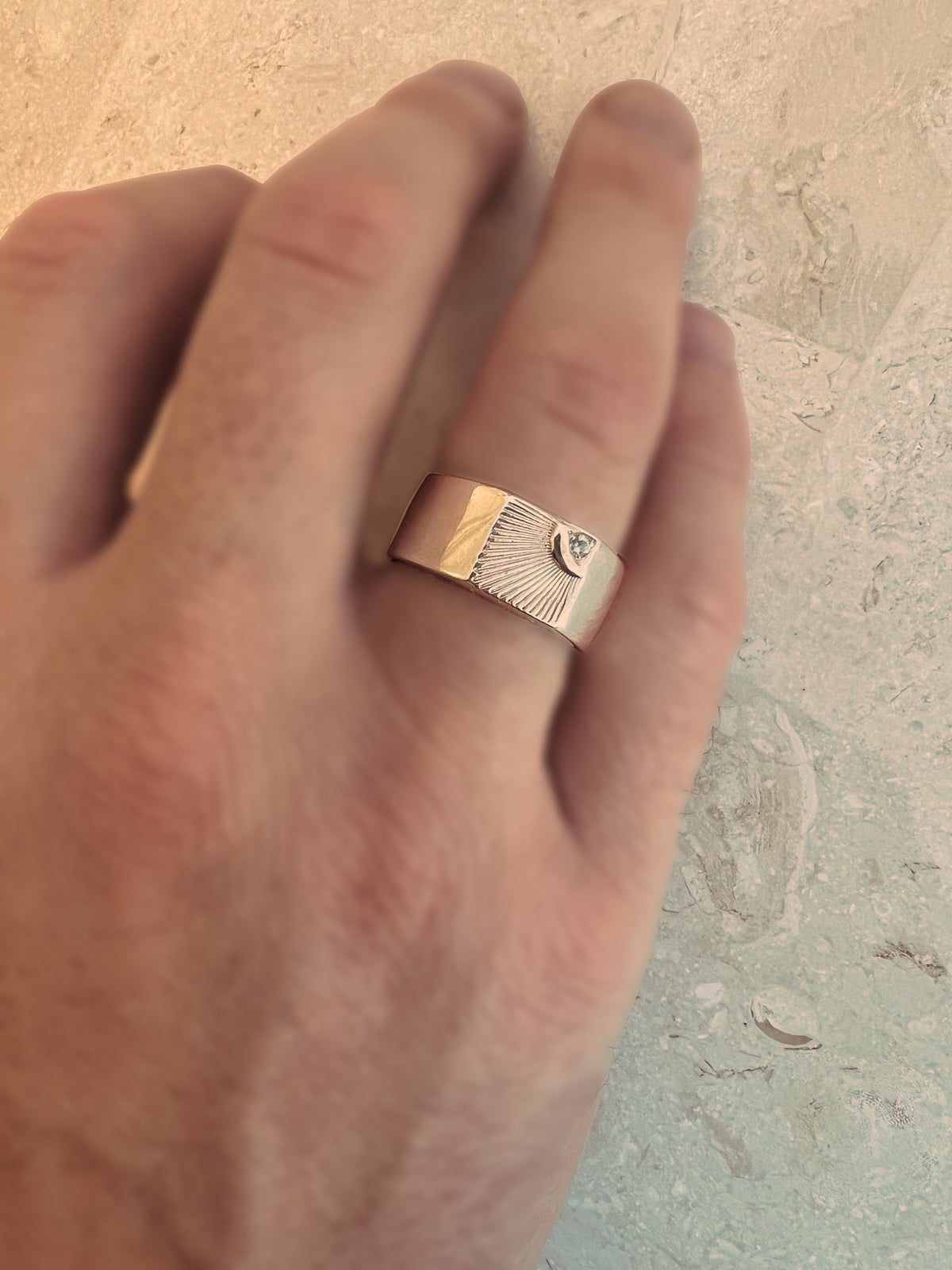 LENNON SIGNET RING - Yellow & White Gold — White Gold / Yellow Gold, Diamond