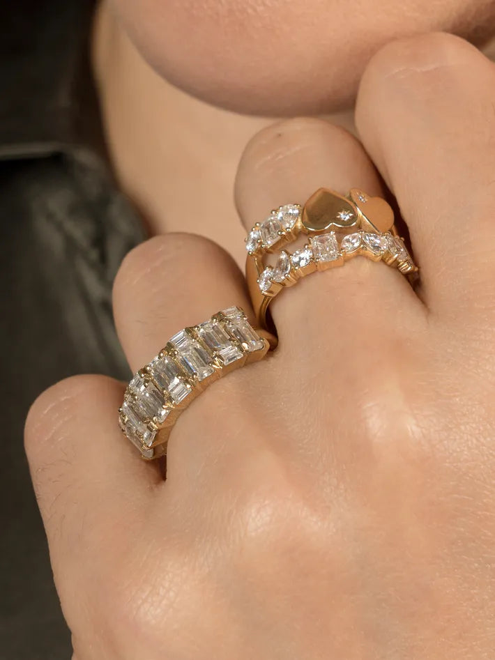 MAZELLE RING — White Gold / Yellow Gold / Sterling Silver, Diamond / Moissanite