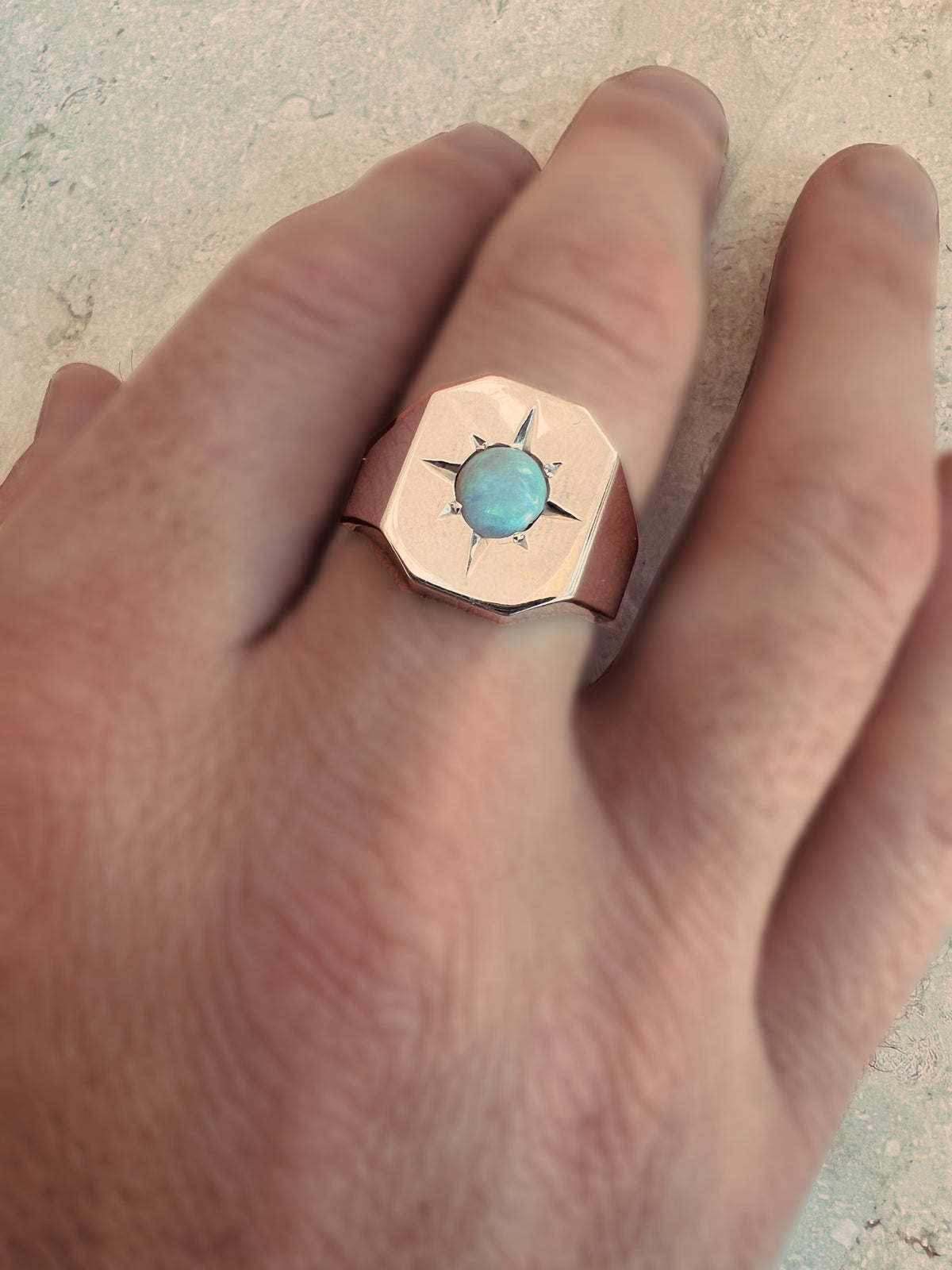 ROSE SIGNET RING - Silver — Sterling Silver, Opal