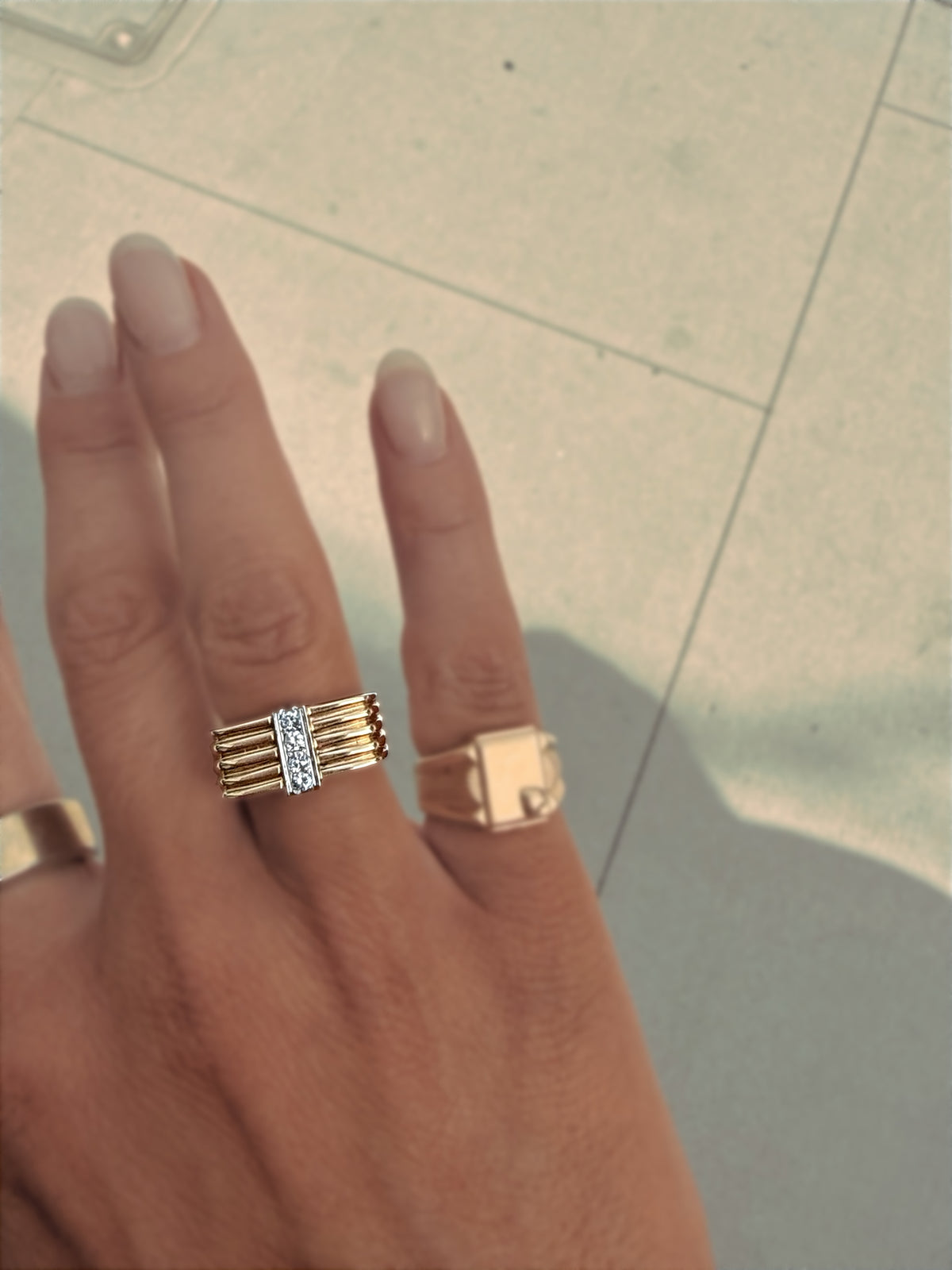 SAINT SIGNET RING — White Gold / Yellow Gold, Sapphire / Opal