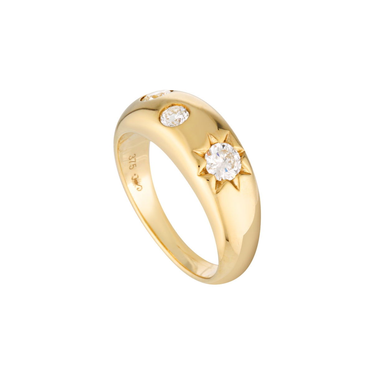 STARFALL RING — White Gold / Yellow Gold, Diamond / Emerald