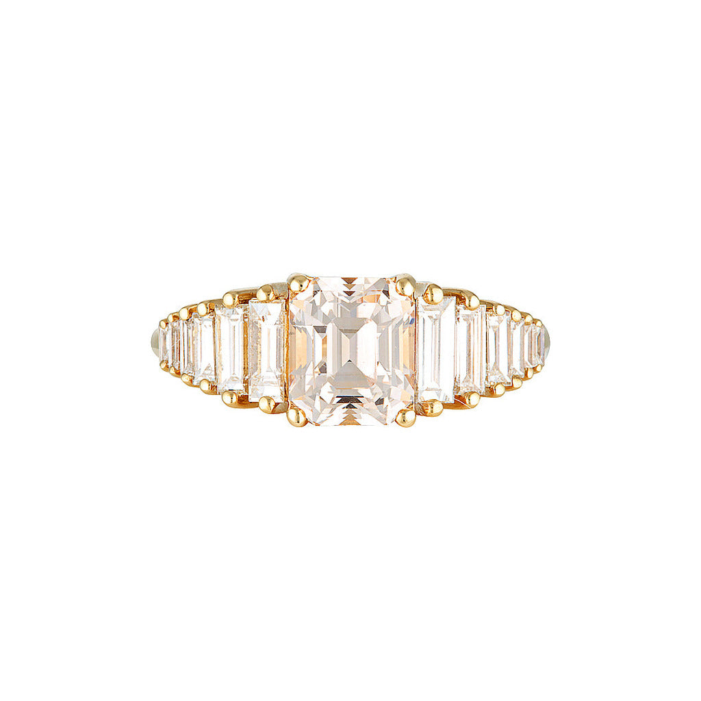 SUMMER ENGAGEMENT RING - Peach Sapphire — White Gold / Yellow Gold, Diamond / Sapphire