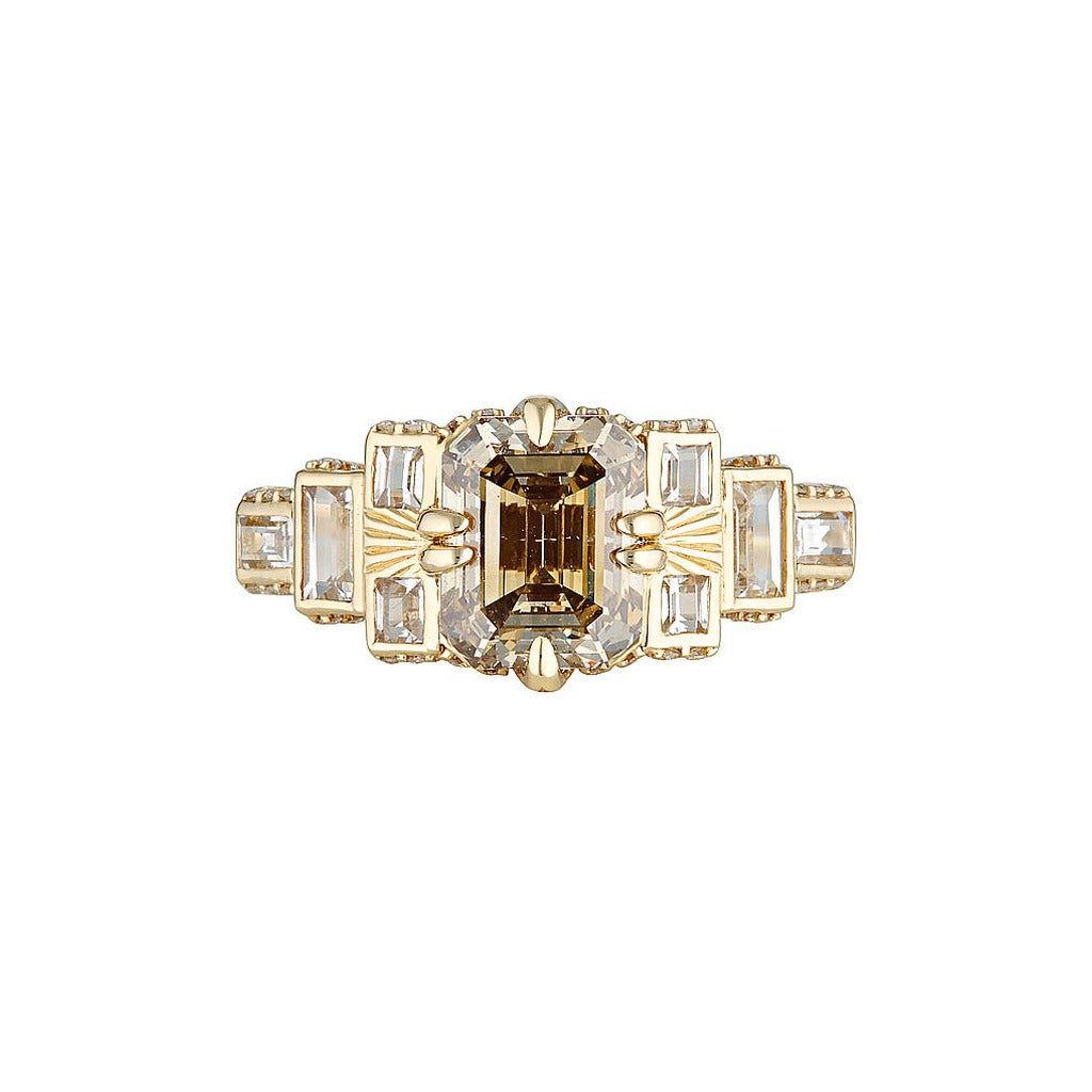 TRIBUNE RING — White Gold / Yellow Gold / Platinum, Diamond / Emerald