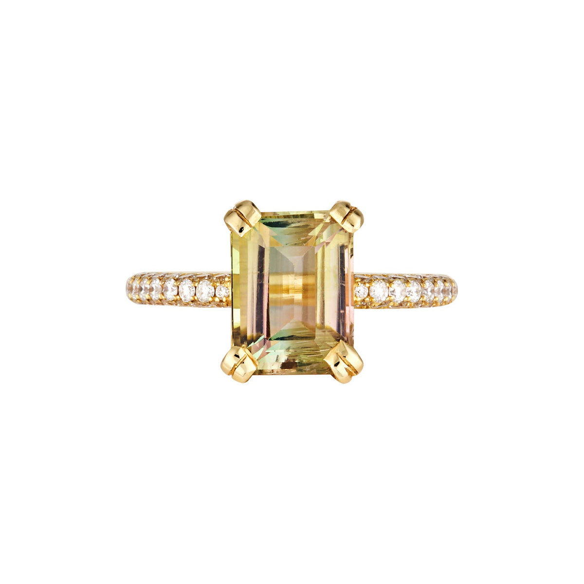 WATERMELON TOURMALINE STELLA RING — Yellow Gold, Diamond / Sapphire / Tourmaline