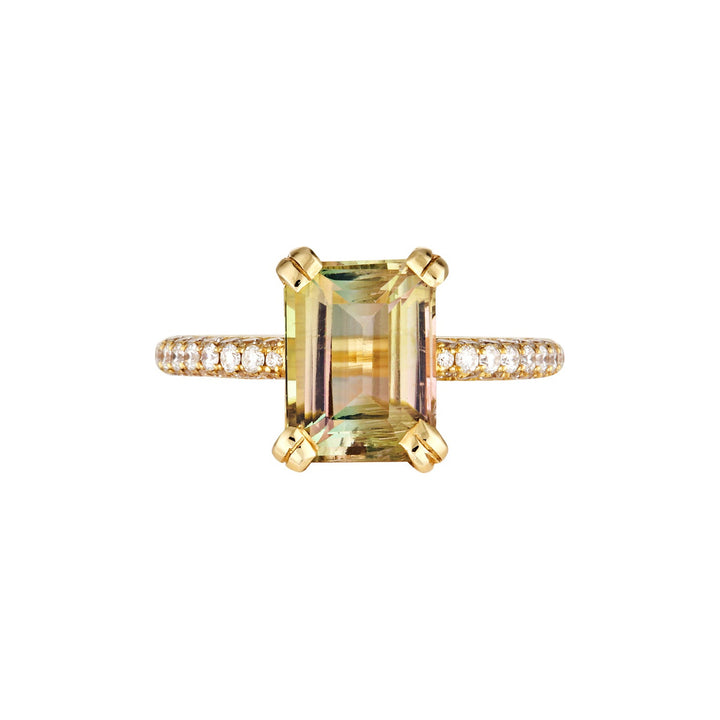 WATERMELON TOURMALINE STELLA RING — Yellow Gold, Diamond / Sapphire / Tourmaline