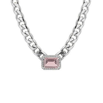 PARIS CHAIN NECKLACE — Gold Plated / Sterling Silver, Cubic Zirconia / Quartz