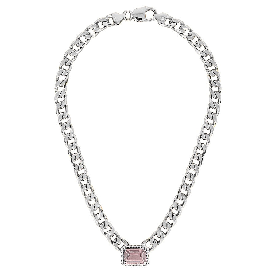PARIS CHAIN NECKLACE — Gold Plated / Sterling Silver, Cubic Zirconia / Quartz